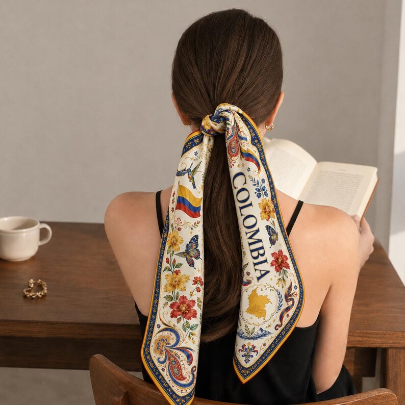 Custom Colombia Scarf, Custom Colombia Bandana, Beautiful Soft Colombia Flag Pattern Scarf