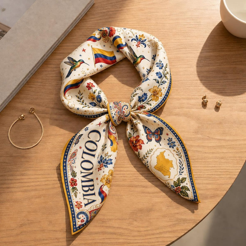 Custom Colombia Scarf, Custom Colombia Bandana, Beautiful Soft Colombia Flag Pattern Scarf