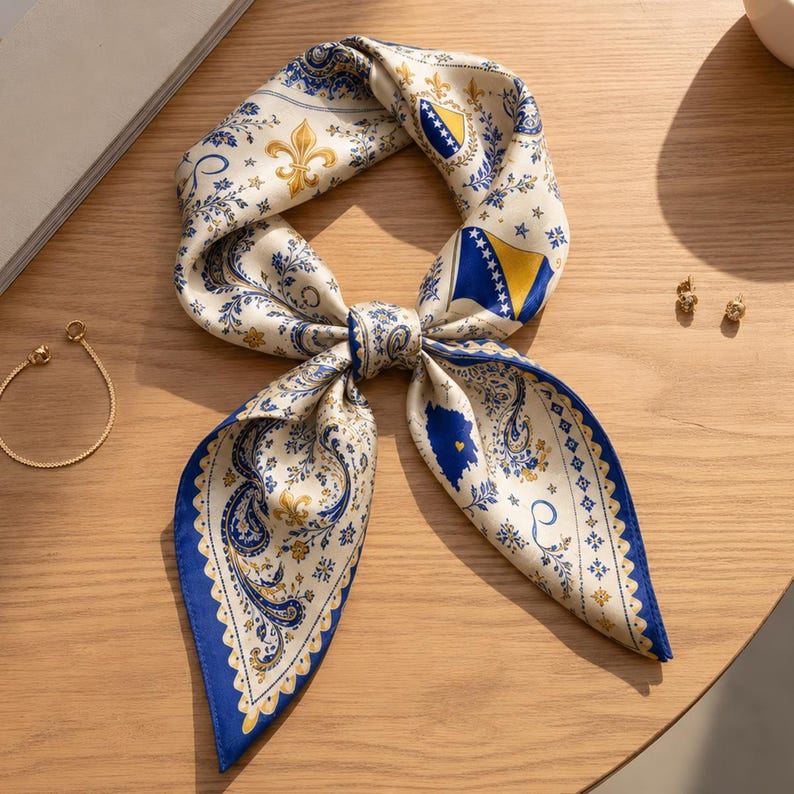Bosnia Satin Bandana Scarf, Bosnia Soccer Bandana