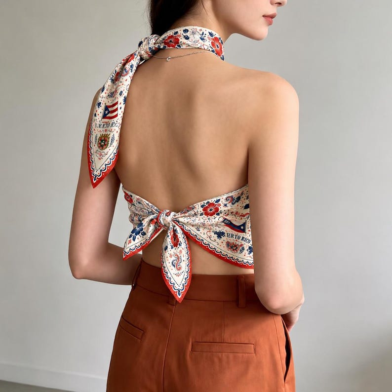 Custom Puerto Rico Scarf, Custom Puerto Rico Bandana, Beautiful Soft Puerto Rico Flag Pattern Scarf