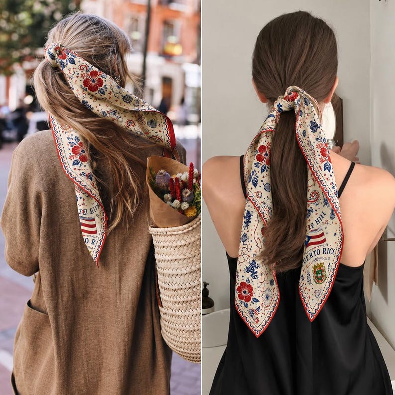 Custom Puerto Rico Scarf, Custom Puerto Rico Bandana, Beautiful Soft Puerto Rico Flag Pattern Scarf