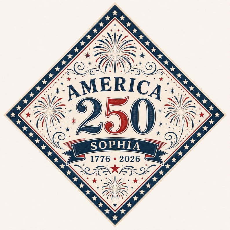 Personalized America 250th Anniversary Scarf, Custom Patriotic Fireworks Neck Scarf