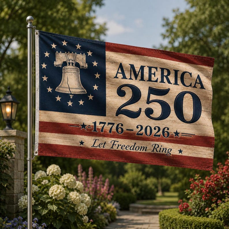 250 Years Freedom USA Flag, 1776–2026 Eagle Betsy Ross Grommet Flag