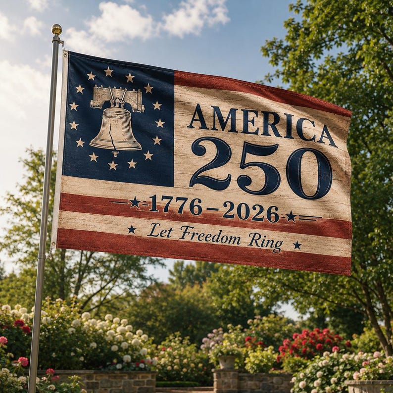 250 Years Freedom USA Flag, 1776–2026 Eagle Betsy Ross Grommet Flag