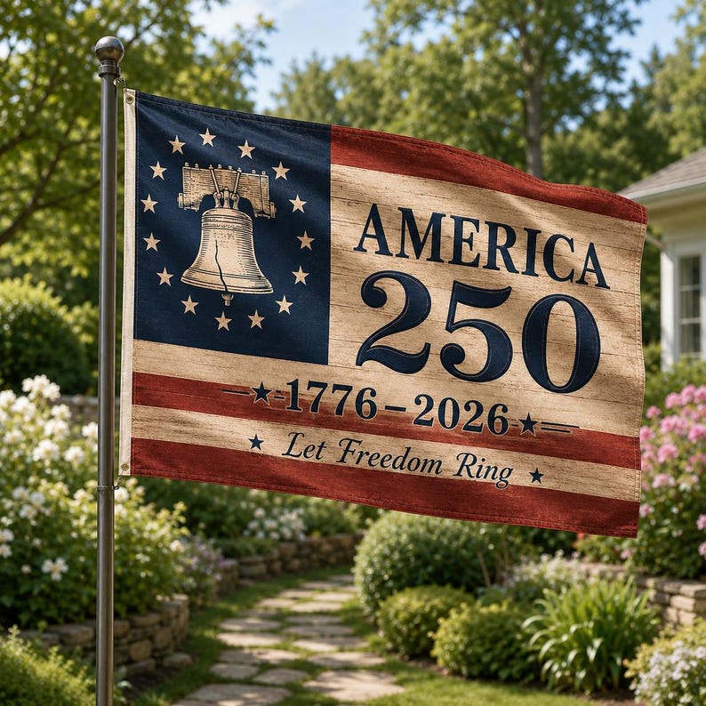 250 Years Freedom USA Flag, 1776–2026 Eagle Betsy Ross Grommet Flag