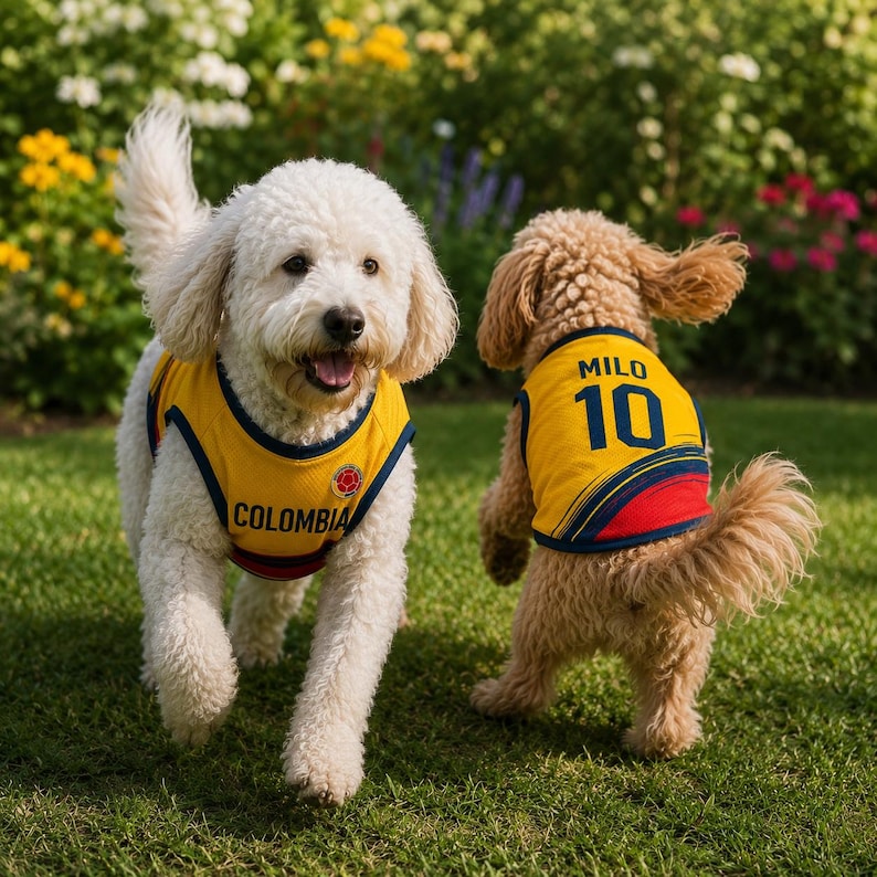 Custom Colombia Mesh Pet Soccer Jersey, Custom Name Number Colombian Flag Pet Shirt