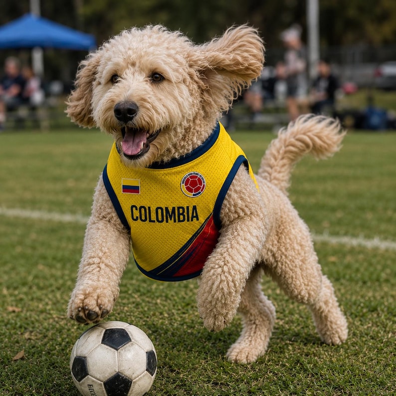 Custom Colombia Mesh Pet Soccer Jersey, Custom Name Number Colombian Flag Pet Shirt