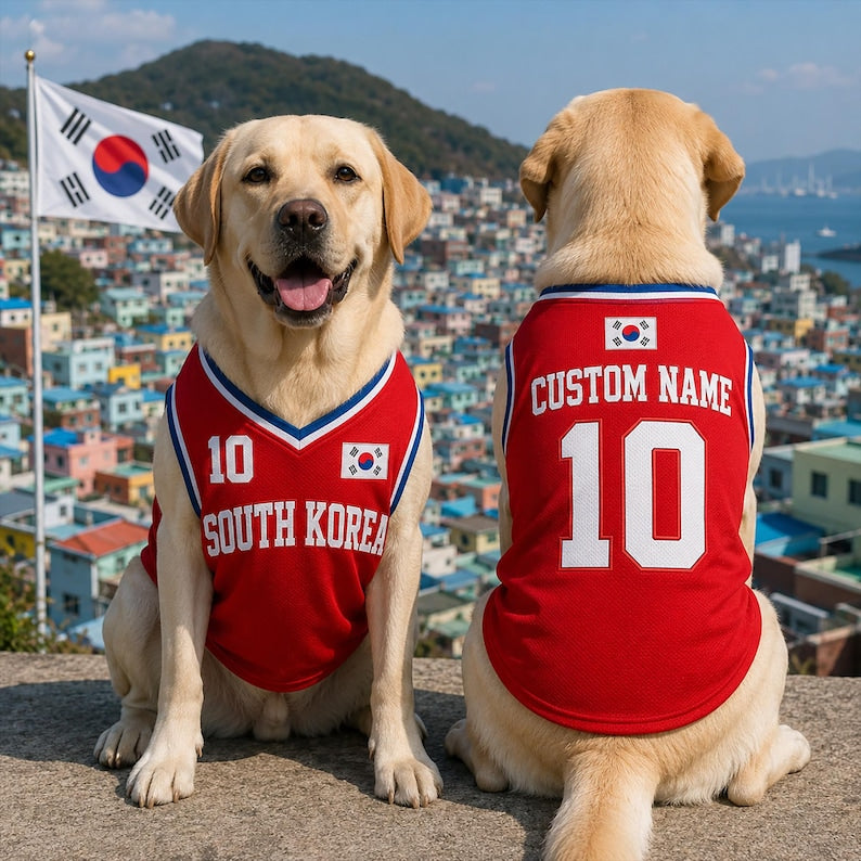 Custom SouthKorea Mesh Pet Jersey, Personalized Name & Number Soccer Shirt for Dogs Cats