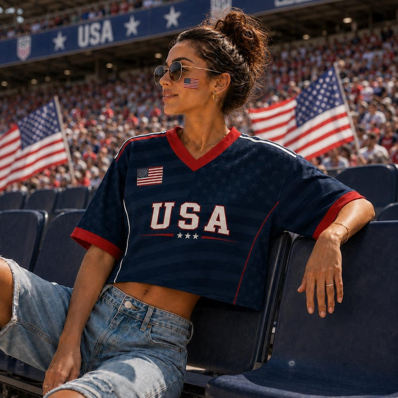 USA Crop Top Soccer Jersey America Supporter