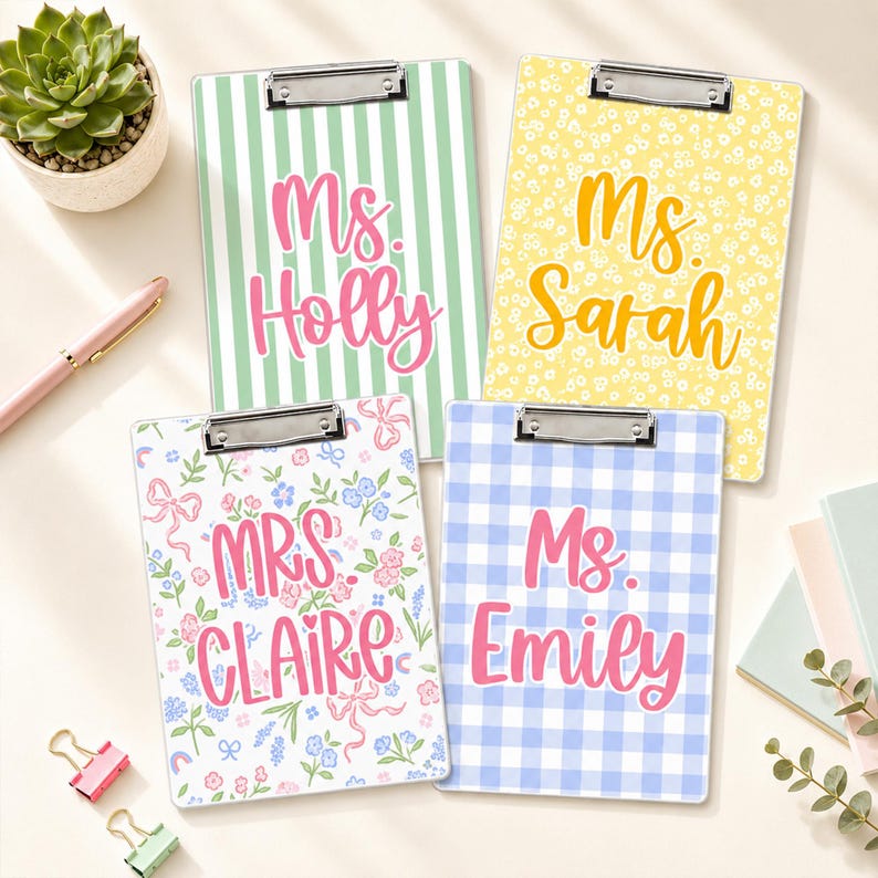 Custom Vintage Floral Teacher Acrylic Clipboard: Personalized Back To School Teacher Gift
