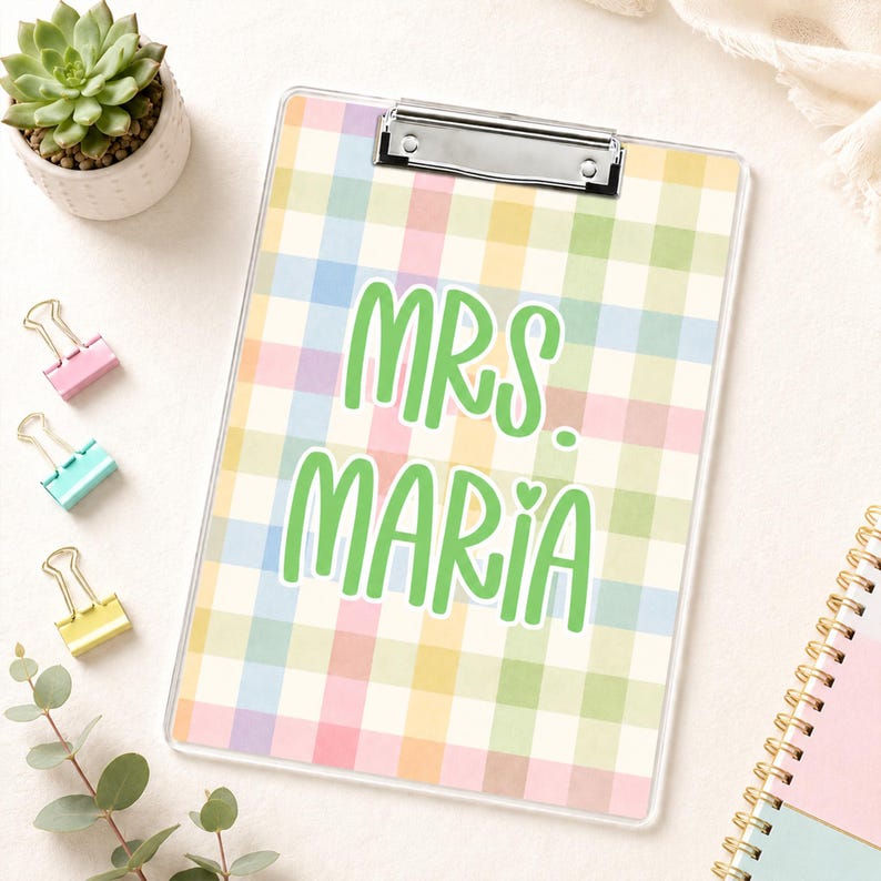 Custom Vintage Floral Teacher Acrylic Clipboard: Personalized Back To School Teacher Gift