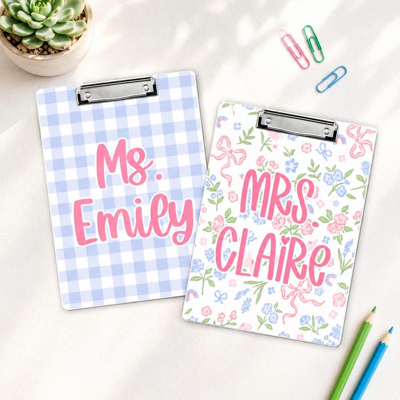 Custom Vintage Floral Teacher Acrylic Clipboard: Personalized Back To School Teacher Gift