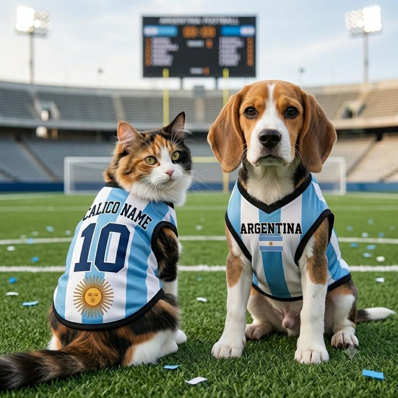 Custom Argentina Mesh Pet Football Jersey, Personalized Outfit for Dogs Cats