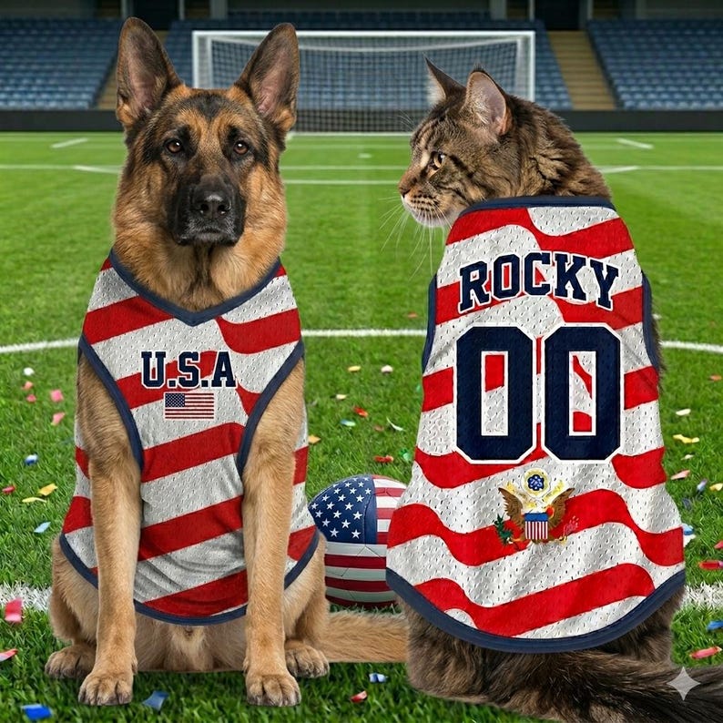 Custom USA Mesh Pet Jersey, Personalized Outfit for Dogs Cats