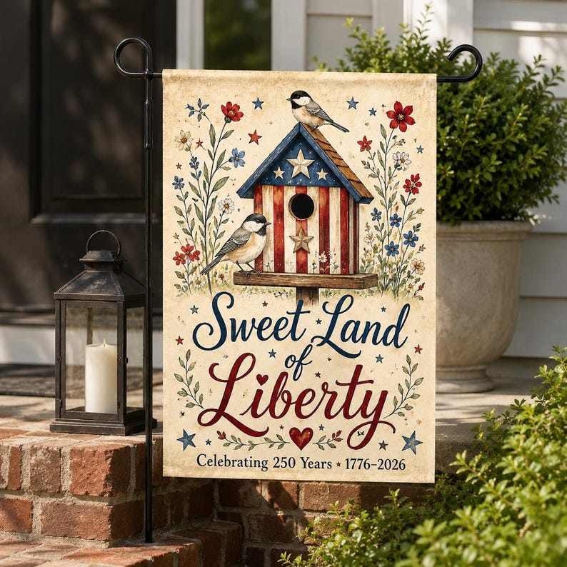 Sweet Land of Liberty America 250 Garden Flag, 1776-2026 Patriotic Yard Flag