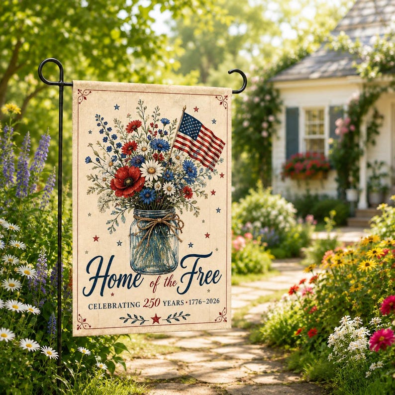 Home of the Free America 250 Garden Flag, 1776-2026 Patriotic Yard Flag