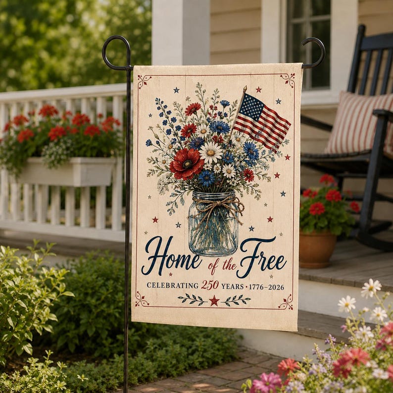 Home of the Free America 250 Garden Flag, 1776-2026 Patriotic Yard Flag