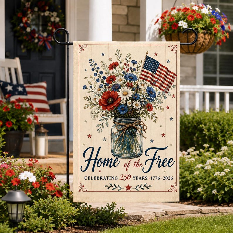 Home of the Free America 250 Garden Flag, 1776-2026 Patriotic Yard Flag