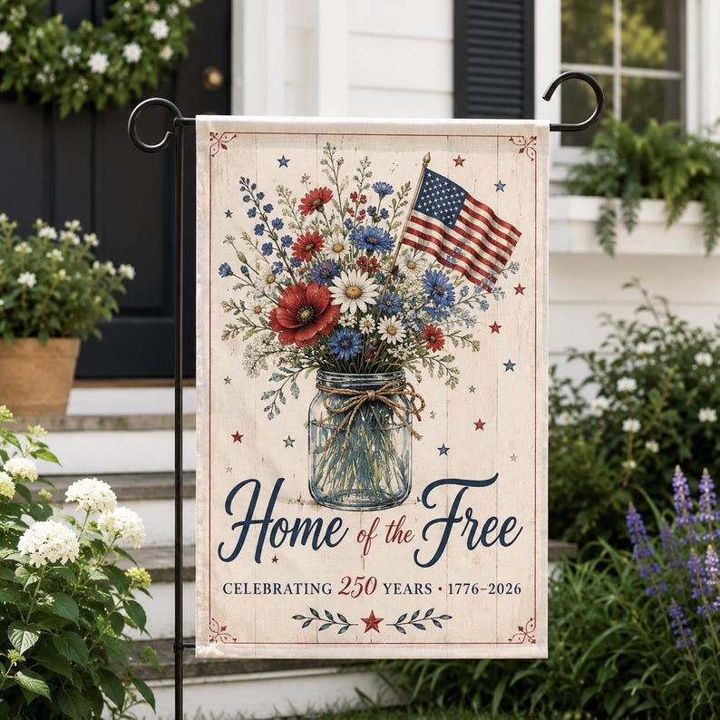 Home of the Free America 250 Garden Flag, 1776-2026 Patriotic Yard Flag