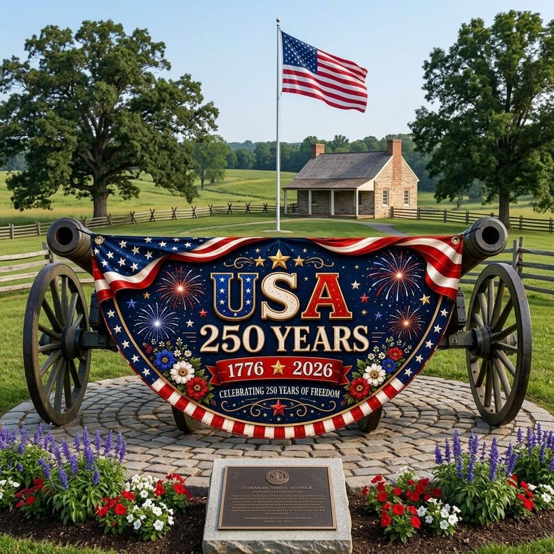 USA 250th Anniversary Banner, 1776-2026 Patriotic Porch Decor