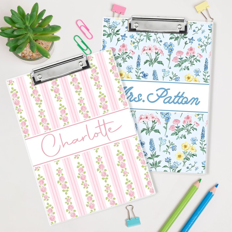 Custom Vintage Grandmillennial Floral Teacher Acrylic Clipboard: Back To School Teacher Gift