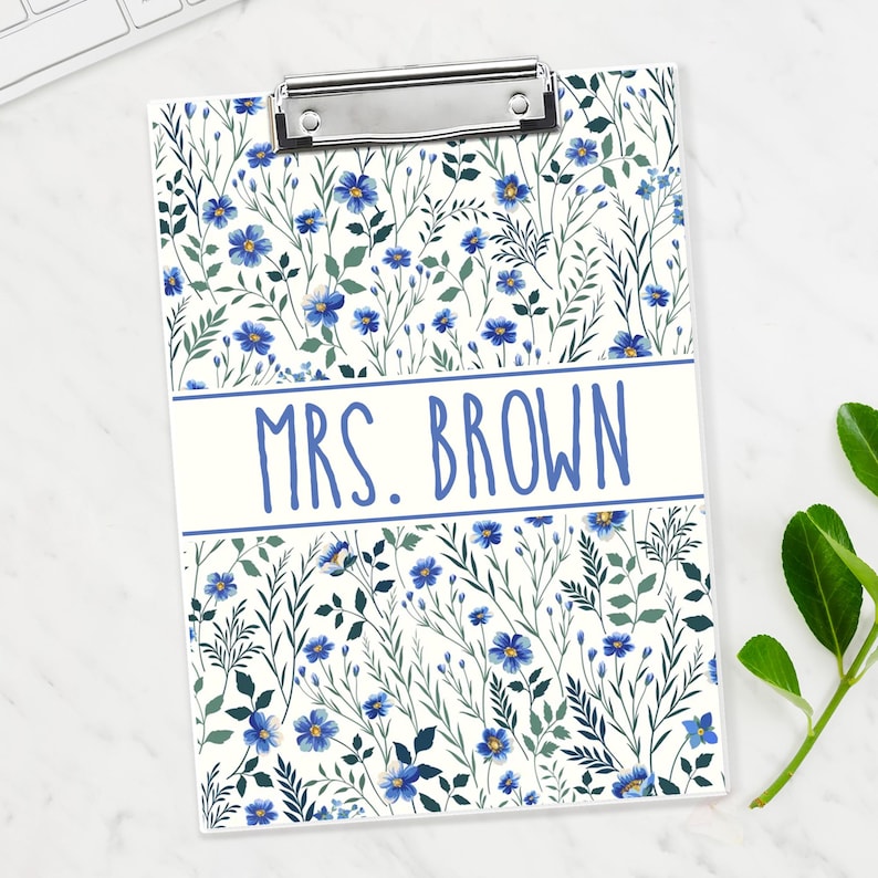 Custom Vintage Grandmillennial Floral Teacher Acrylic Clipboard: Back To School Teacher Gift
