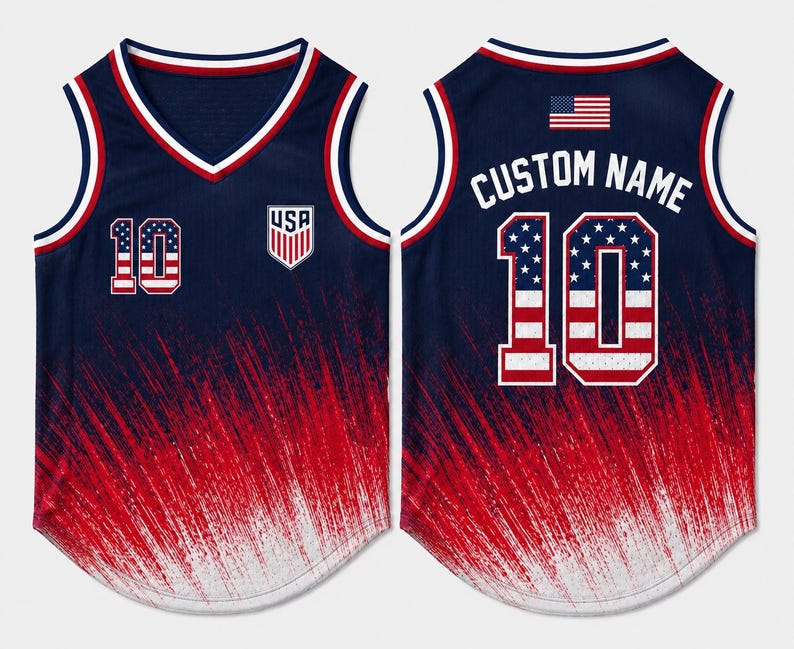 Personalized USA Mesh Pet Football Jersey, Custom Patriotic Pet Shirt