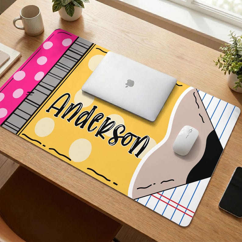 Personalized Teacher Desk Mat, Custom Teacher Pencil Desk Mat With Name, Teacher Gifts