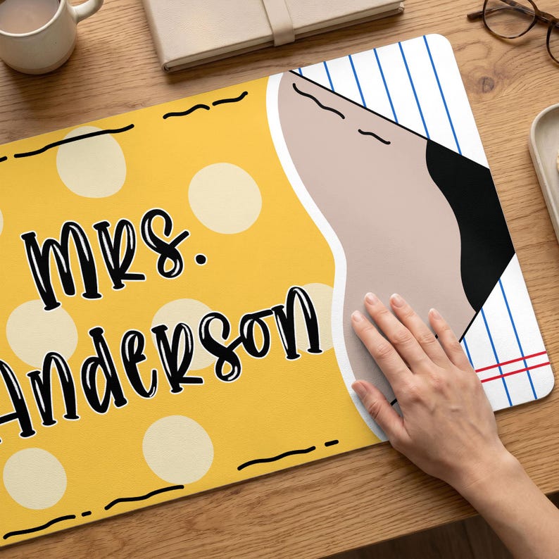 Personalized Teacher Desk Mat, Custom Teacher Pencil Desk Mat With Name, Teacher Gifts