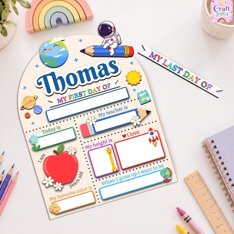 Custom First Day of School Sign, Back to School Board, Preschool Kindergarten 1st Day Photo Prop