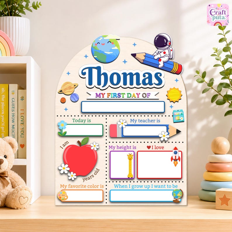Custom First Day of School Sign, Back to School Board, Preschool Kindergarten 1st Day Photo Prop
