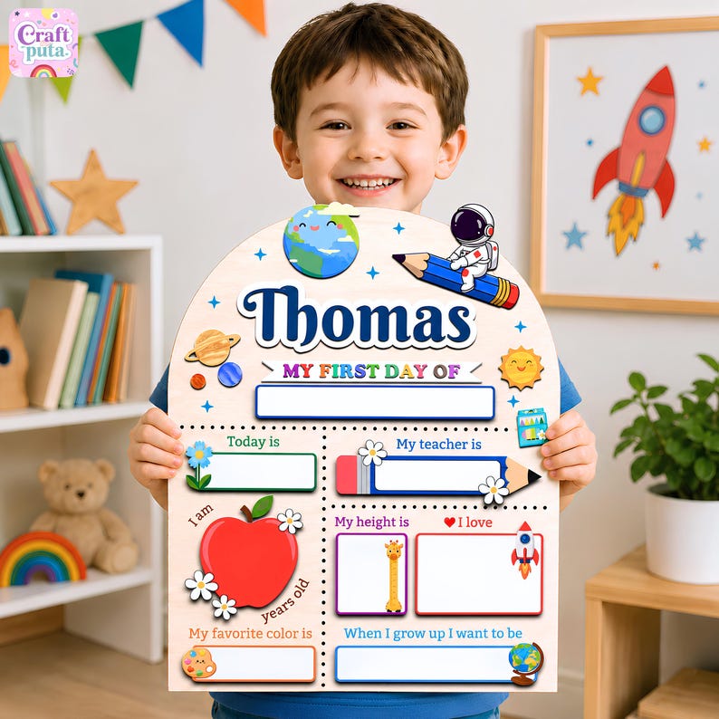 Custom First Day of School Sign, Back to School Board, Preschool Kindergarten 1st Day Photo Prop