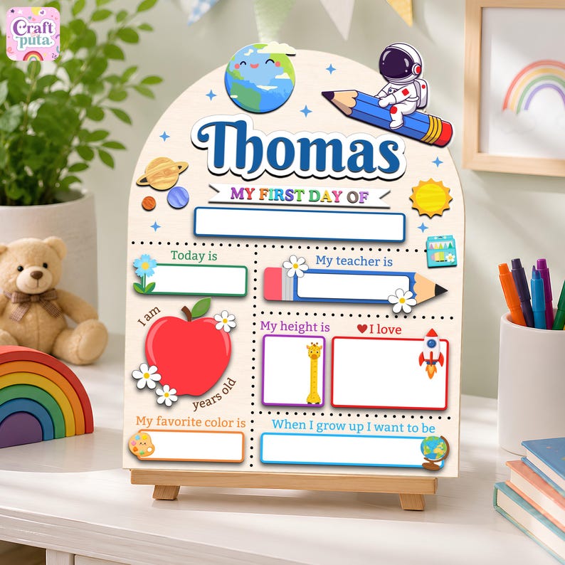 Custom First Day of School Sign, Back to School Board, Preschool Kindergarten 1st Day Photo Prop