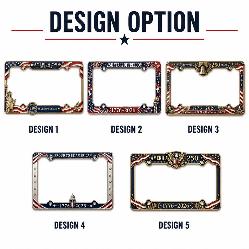2pcs USA 250th Anniversary License Plate Frame, Patriotic Car, 1776 2026 Gift