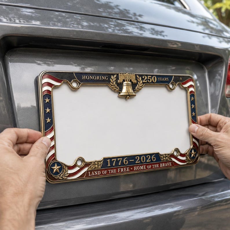 2pcs USA 250th Anniversary License Plate Frame, Patriotic Car, 1776 2026 Gift