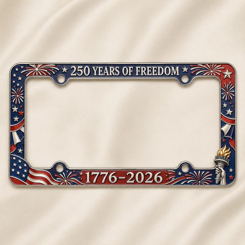 2pcs USA 250th Anniversary License Plate Frame, Patriotic Car, 1776 2026 Gift