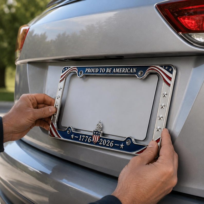 2pcs USA 250th Anniversary License Plate Frame, Patriotic Car, 1776 2026 Gift