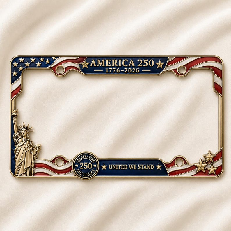 2pcs USA 250th Anniversary License Plate Frame, Patriotic Car, 1776 2026 Gift