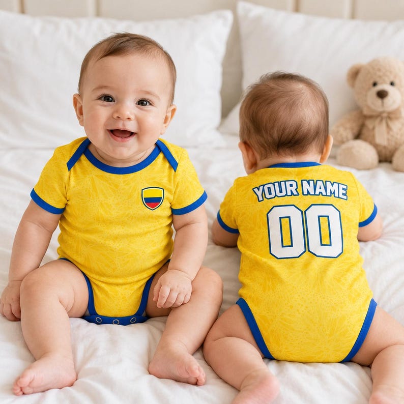 Custom World Soccer Team Babysuit, Personalized Name Number Shirt