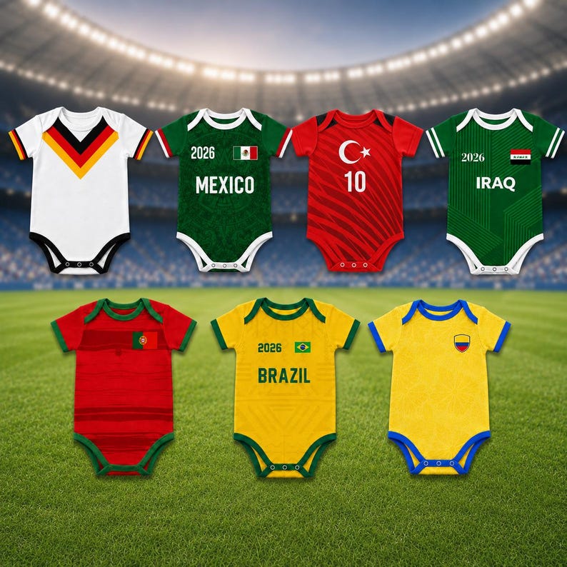 Custom World Soccer Team Babysuit, Personalized Name Number Shirt