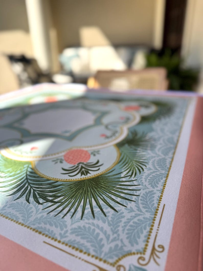 Pineapple Palms Mahjong Mat, Tropical Mahjong Table Mat, Palm Beach Mahjong Decor, Grandmillennial