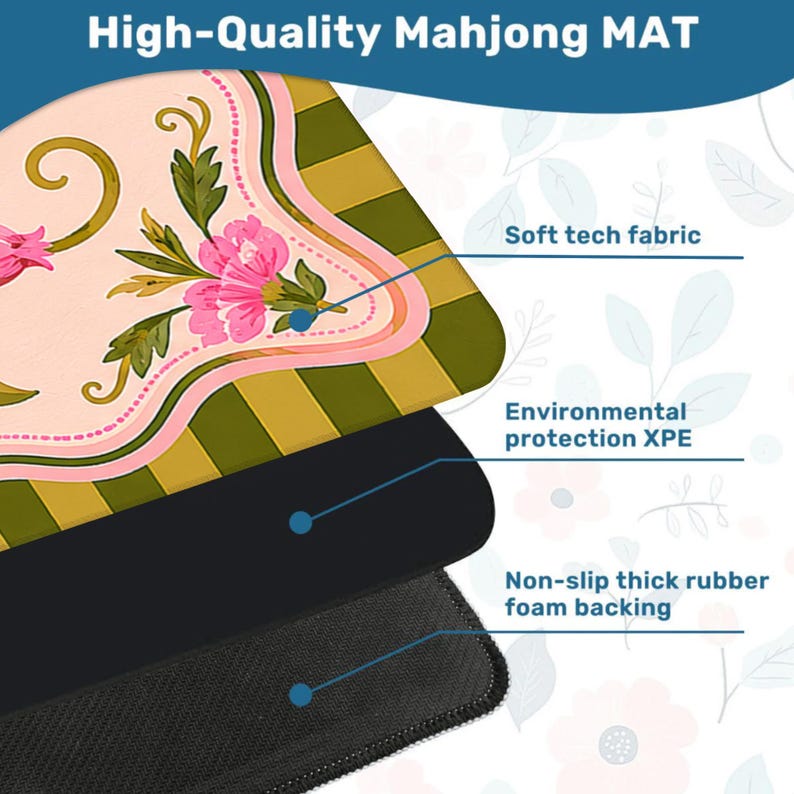 Alligator Floral Mahjong Mat, Southern Charm Game Night Table Runner