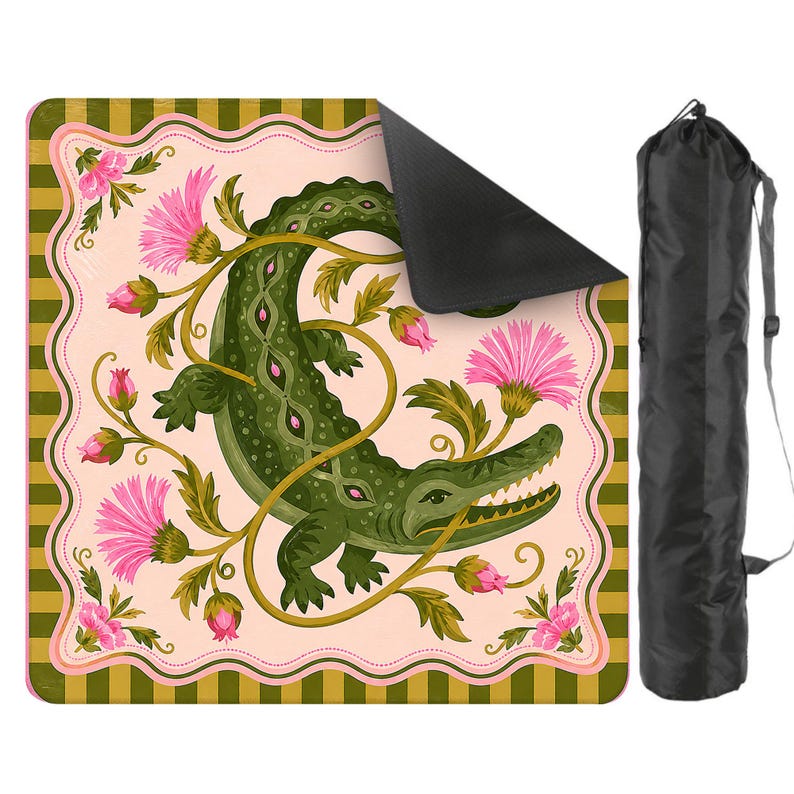 Alligator Floral Mahjong Mat, Southern Charm Game Night Table Runner