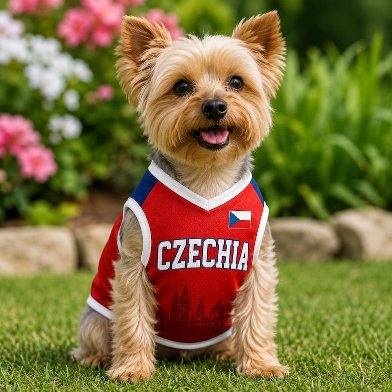 Personalized Czechia Mesh Pet Soccer Jersey, Custom Dog Cat Football Shirt