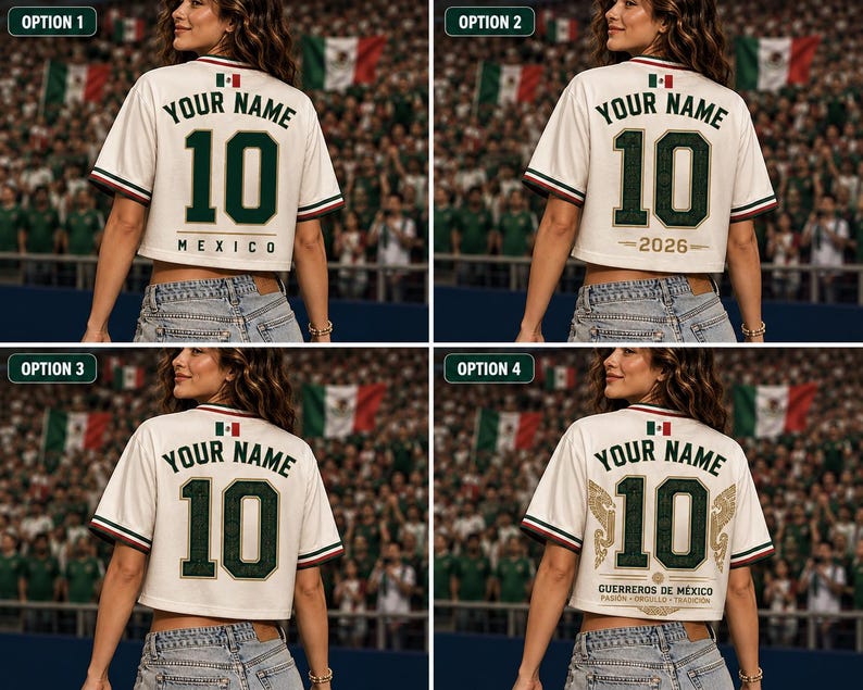 Custom Mexico Soccer Crop Top Jersey Personalized Mexico Jersey Crop Tee