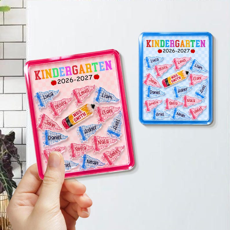 Personalized Teacher Shaker Magnet: Teacher Pennant Magnet, Back to School Gift