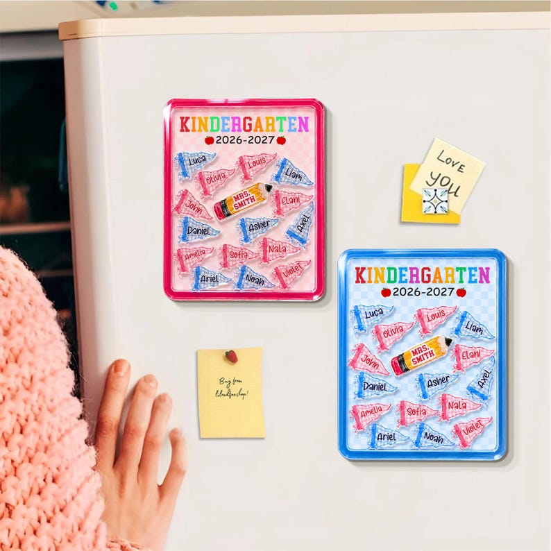 Personalized Teacher Shaker Magnet: Teacher Pennant Magnet, Back to School Gift