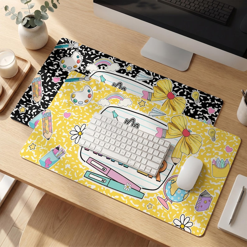 Personalized Teacher Desk Mat, Custom Teacher Composition Book With Name Mouse Pad, Teacher Gifts