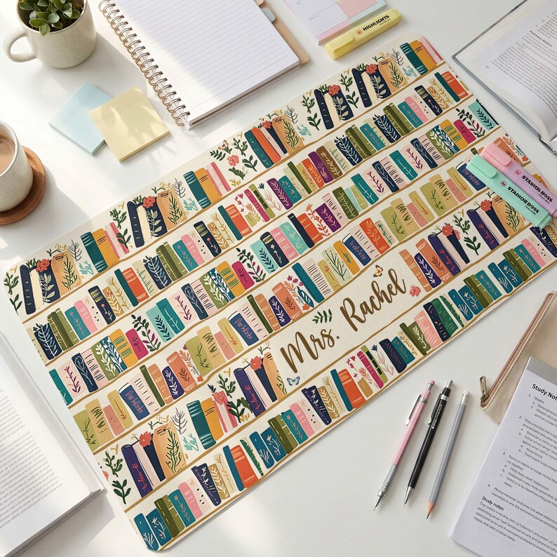 Personalized Teacher Mouse Pad Back to School Gift, Teacher Name Leather Desk Mat