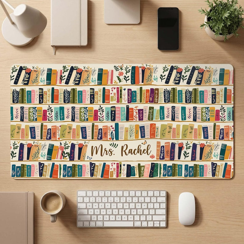 Personalized Teacher Mouse Pad Back to School Gift, Teacher Name Leather Desk Mat